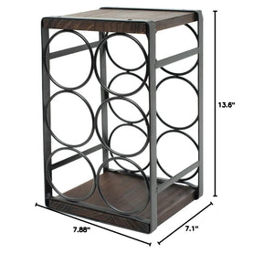 Countertop Wine Rack 6 Bottle Metal Wood