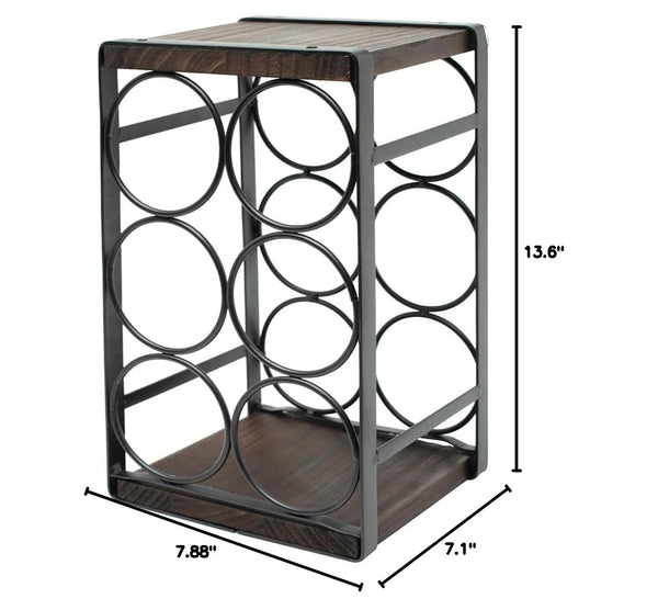 Countertop Wine Rack 6 Bottle Metal Wood