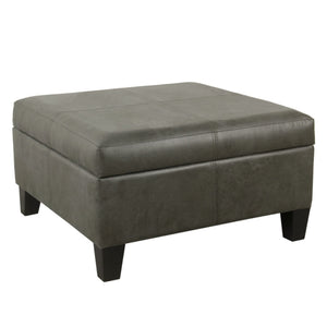 Large Square Faux Leather Storage Ottoman