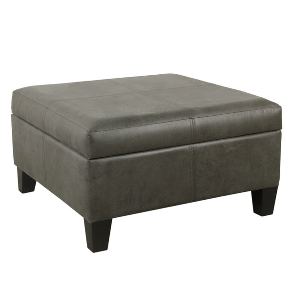 Large Square Faux Leather Storage Ottoman
