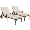 Outdoor Aluminum Chaise Lounge Chair Set of 2 with Adjustable Backrest & Cushions