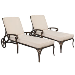 Outdoor Aluminum Chaise Lounge Chair Set of 2 with Adjustable Backrest & Cushions