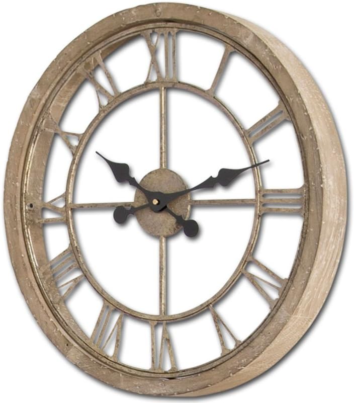 Oversized Farmhouse Round Wall Clock – Solid Wood, Roman Numerals