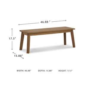 Outdoor Acacia Wood Dining Bench – Slatted Patio Seat, Light Brown