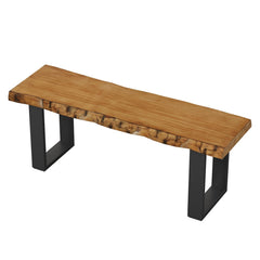 47" Live Edge Pine Wood Entryway Bench with Metal Legs