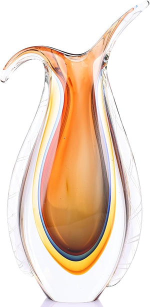 Hand Blown Glass Vase – Murano Style Ellipse Flower Vase