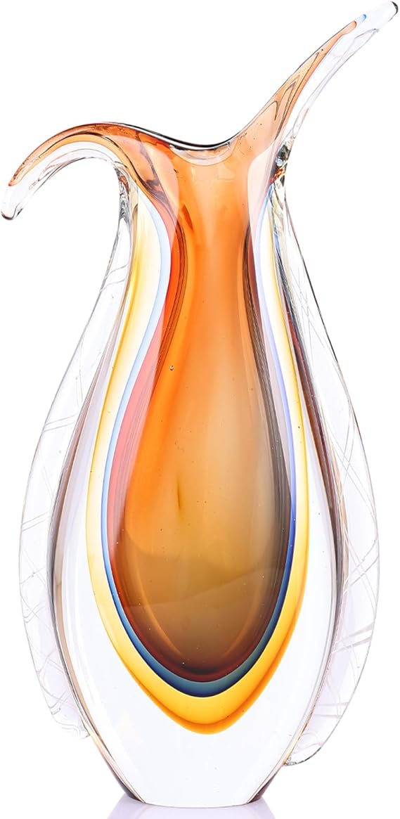 Hand Blown Glass Vase – Murano Style Ellipse Flower Vase