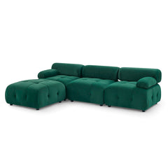 L-Shaped Modular Sectional Sofa with Reversible Ottoman – Green