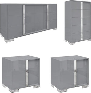 3-Piece Bedroom Set with 6-Drawer Dresser & 2 Nightstands, Grey