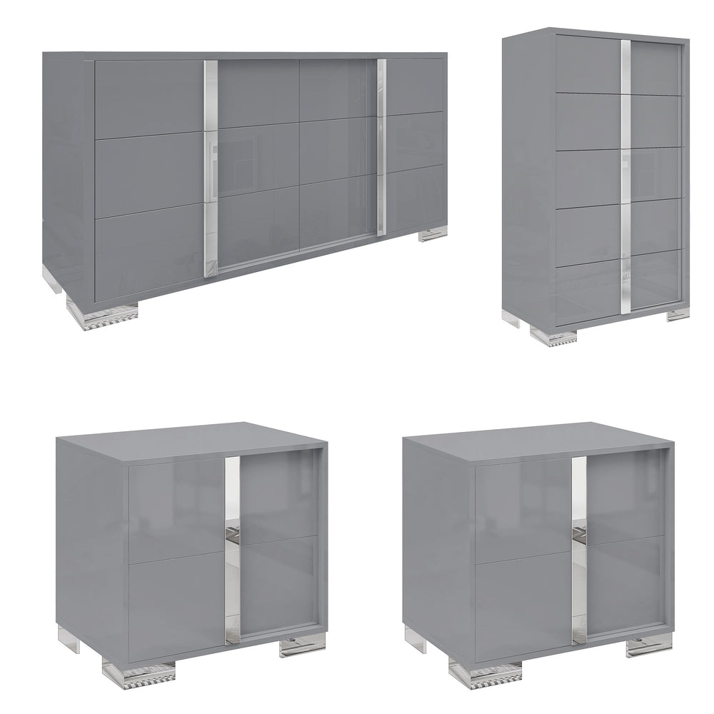 4-Piece Bedroom Dresser Set with High Gloss UV Finish