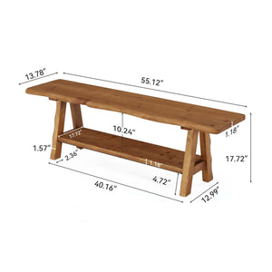 55-Inch Solid Wood Entryway Bench