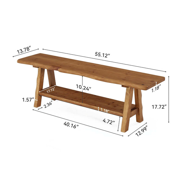 55-Inch Solid Wood Entryway Bench