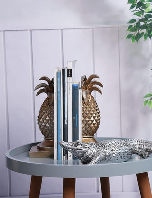 Decorative Pineapple Bookends Silver 9.4 Inch