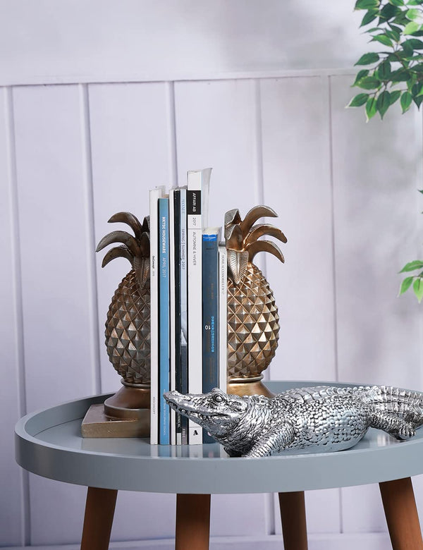 Decorative Pineapple Bookends Silver 9.4 Inch
