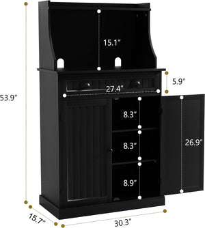 54" Kitchen Microwave Cabinet with Storage & Drawers