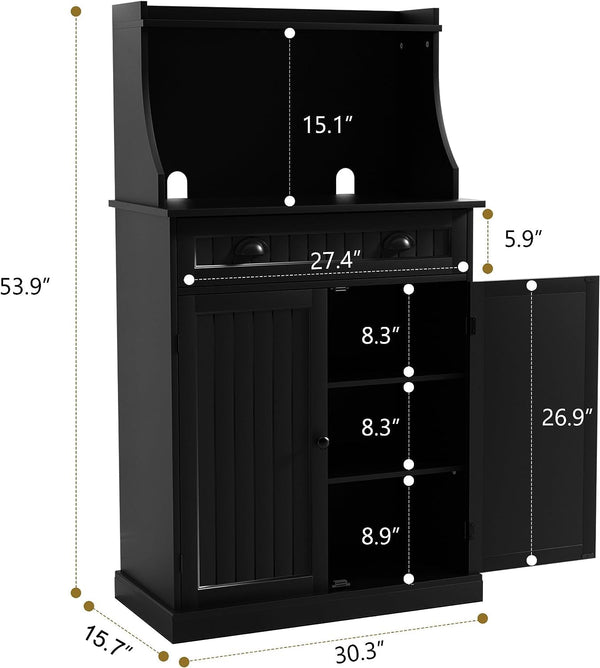 54" Kitchen Microwave Cabinet with Storage & Drawers