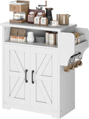 Coffee Bar Cabinet with Floating Shelf & Hooks