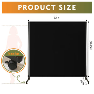 Room Divider Screen 72"x72" with Lockable Caster Wheels