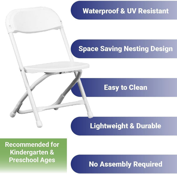 Kids Folding Plastic Chair with Steel Frame – Set of 4