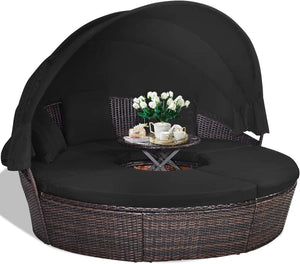 Outdoor Round Daybed with Retractable Canopy
