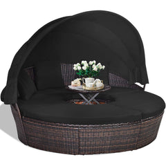 Outdoor Round Daybed with Retractable Canopy