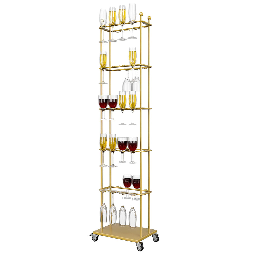 5-Tier Metal Champagne Wall Stand – 40-Glass Stemware Display Rack