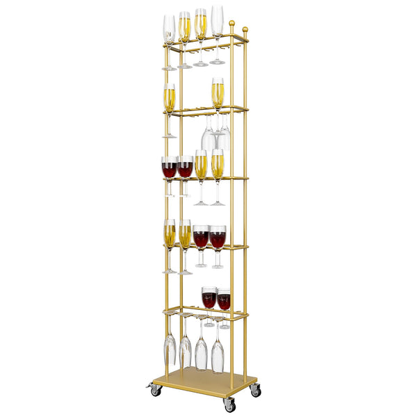 5-Tier Metal Champagne Wall Stand – 40-Glass Stemware Display Rack