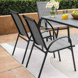 4-Pack Stackable Outdoor Patio Dining Chairs – Steel Frame & Textilene Fabric