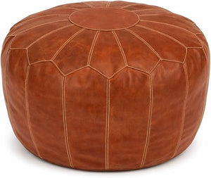 Square Leather Pouf Ottoman – Unstuffed Footstool