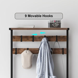5-in-1 Hall Tree with Console Table & Shoe Rack