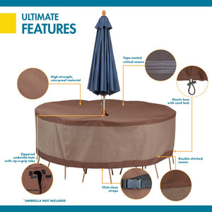 Round Patio Table and Chair Set Cover with Umbrella Hole