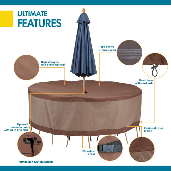 Round Patio Table and Chair Set Cover with Umbrella Hole
