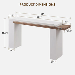 63-Inch Two-Tier Console Table with Geometric Design