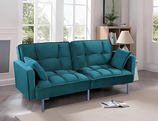 Velvet Convertible Sleeper Sofa Bed