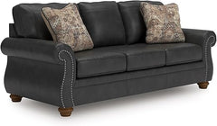 Queen Faux Leather Sofa Sleeper with Memory Foam Mattress