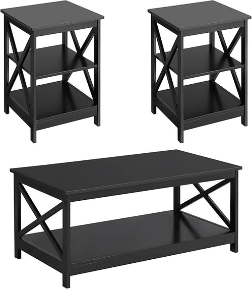 3-Piece Living Room Table Set – Coffee Table & 2 End Tables
