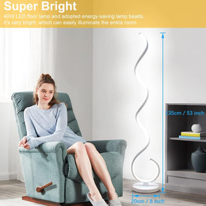 Spiral LED Floor Lamp 40W Dimmable with Remote Control