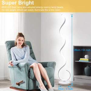 Spiral LED Floor Lamp 40W Dimmable with Remote Control