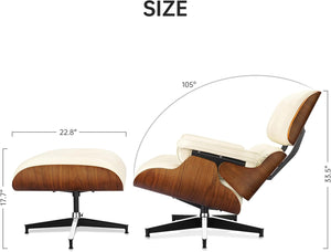 Mid-Century Chaise Lounge Chair with Ottoman