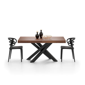 Extendable Dining Table with Black Crossed Legs, Seats 6–10