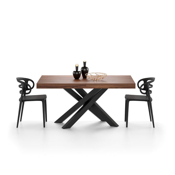 Extendable Dining Table with Black Crossed Legs, Seats 6–10