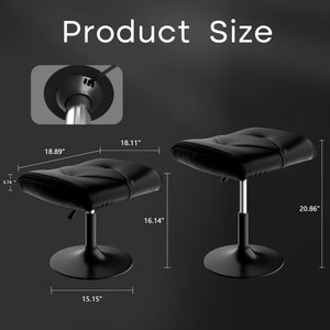 Adjustable Height Footrest Ottoman with PU Leather Cushion