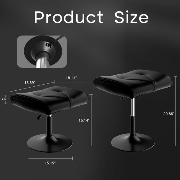 Adjustable Height Footrest Ottoman with PU Leather Cushion