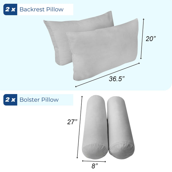 Outdoor Indoor Daybed Pillow & Bolster Cushion Insert Set