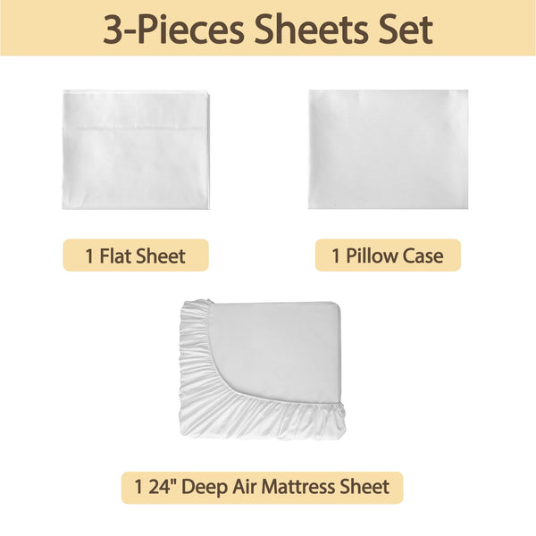 Air Mattress Sheet Set – Deep Pocket Fitted Sheets for 16–24 Inch Air Beds