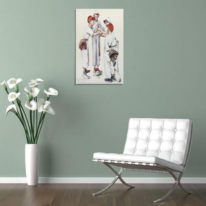 Norman Rockwell Four Sporting Boys Framed Canvas Print 20x30