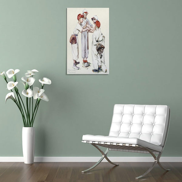 Norman Rockwell Four Sporting Boys Framed Canvas Print 20x30