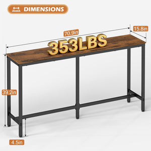 Industrial Bar Height Pub Table with Metal Frame
