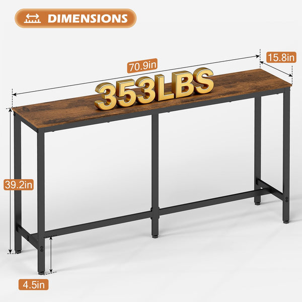 Industrial Bar Height Pub Table with Metal Frame