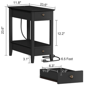 End Tables Set of 2 with Charging Station and Drawers